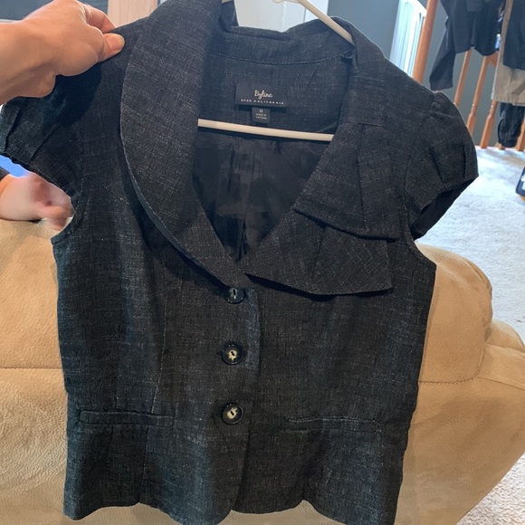 Dark Jean looking material but on the thinner side for cooler weather. - Picture 3 of 4